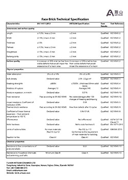 ARTSUM Face Brick Technical Specification